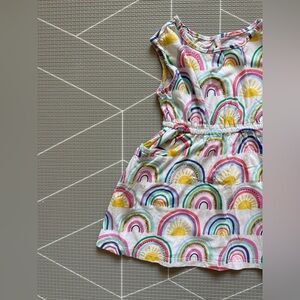 Rumi + Ryder|FREE w kids purchase,toddler baby girl White Dress,Rainbow/Sun•3T